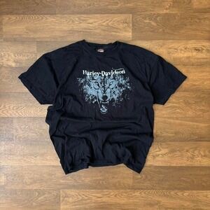 Vintage Y2K Authentic Harley Davidson Grunge Style Wolf Face Graphic T Shirt